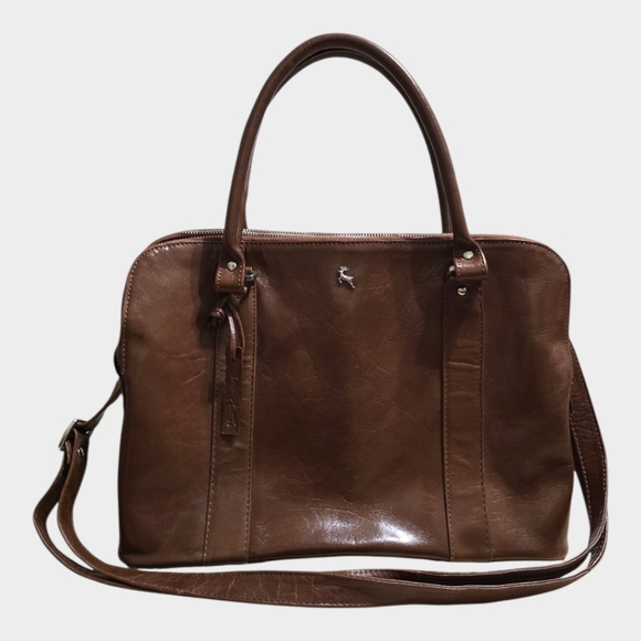 Ashwood Leather Large Shoulder Cross-body Satchel Handbag Chestnut Timeless Luxe - Picture 1 of 12
